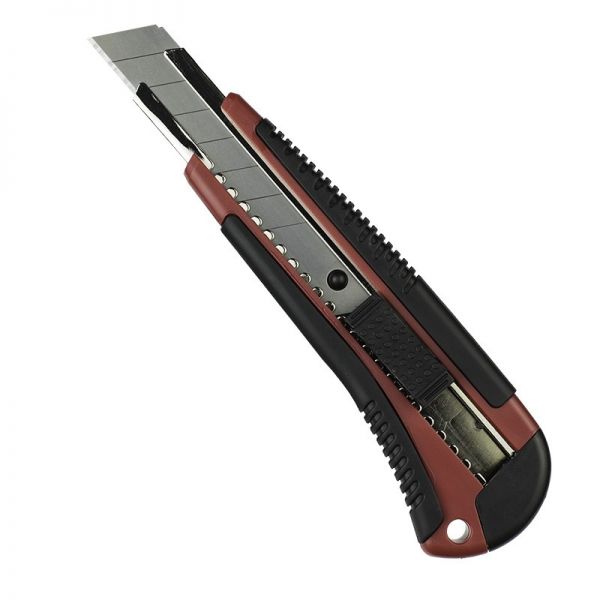 Komfort - Cutter Messer rot/schwarz mit 18 mm  mit Metallführung