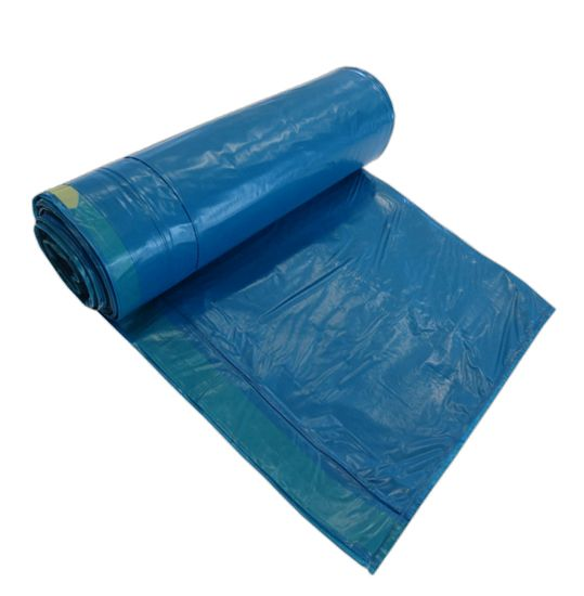 LDPE Müllsäcke 120 l 700 x 1050 + 50 mm Umschlag mit Zugband, blau, 36 µ Folie