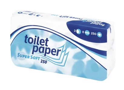 Toilettenpapier 3-lagig flauschig weißlich 250 Blatt/Rolle