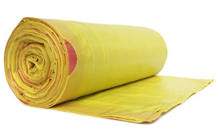 LDPE-Müllsäcke 550 x 690 + 50 mm Umschlag gelb, mit Zugband , 36 µ Foliendicke